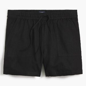J Crew Linen Blend Drawstring Shorts Womens Size L Black Preppy Beach